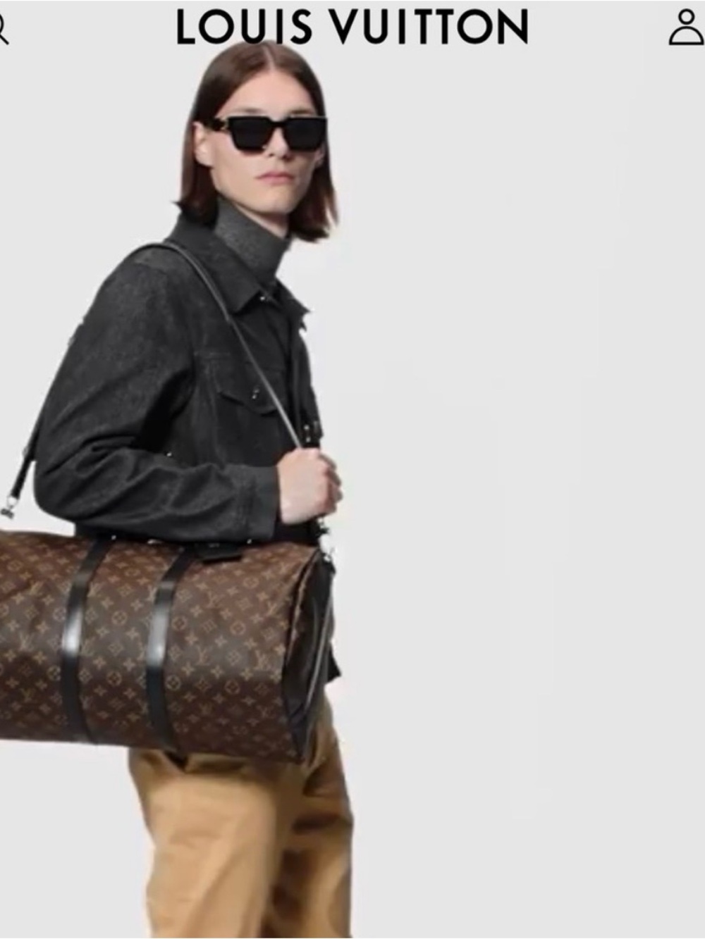 Louis Vuitton Monogram Canvas Duffle bag with Black Trim size 55